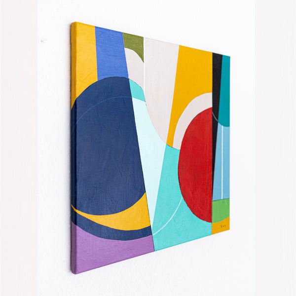 Abstract Wall Art — Modern Teal Navy Original Oil Painting, Textured Canvas — "Nox et Dies" (20"x20")