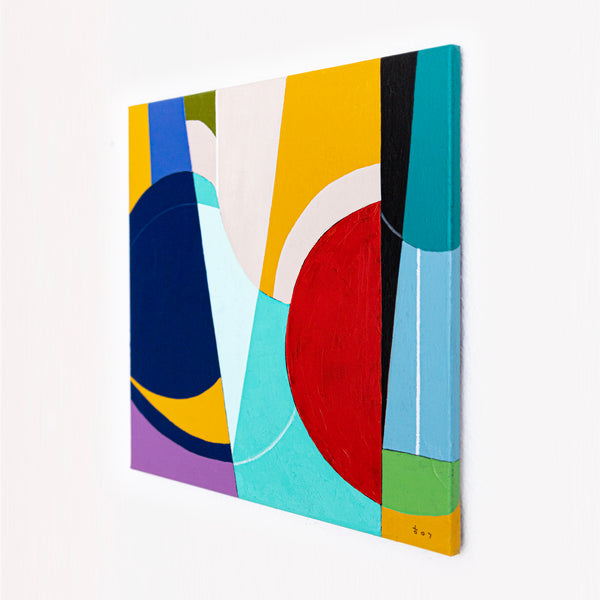 Abstract Wall Art — Modern Teal Navy Original Oil Painting, Textured Canvas — "Nox et Dies" (20"x20")