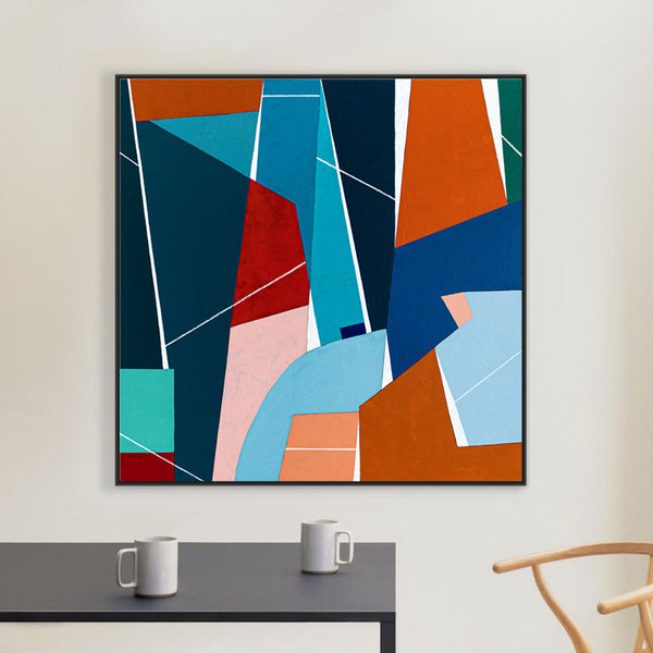 Geometric Large Original Abstract Colorful Painting in Acrylic, Acrylic Modern Contemporary Canvas Wall Art | OU