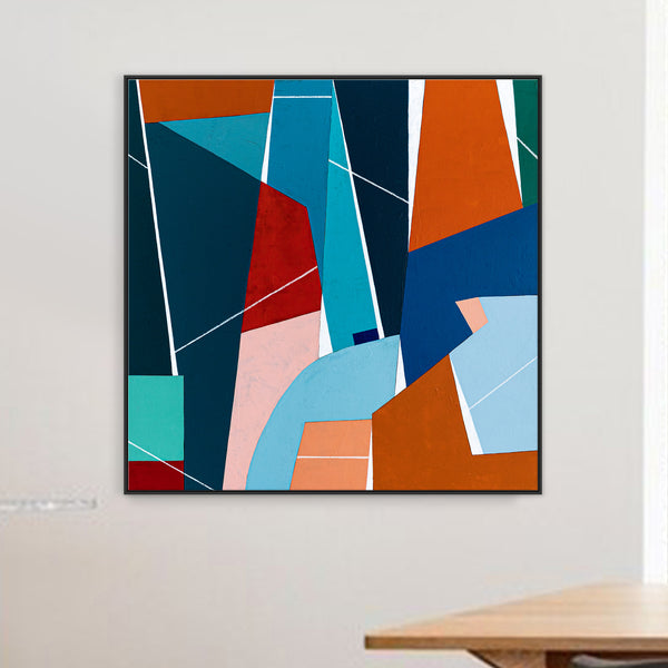 Original Abstract Colorful Painting, Geometric Modern Contemporary Canvas Wall Art | OU (40"x40")