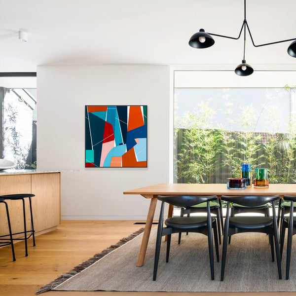 Original Abstract Colorful Painting, Geometric Modern Contemporary Canvas Wall Art | OU (40"x40")