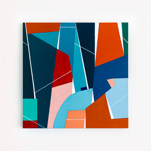 Original Abstract Colorful Painting, Geometric Modern Contemporary Canvas Wall Art | OU (40"x40")