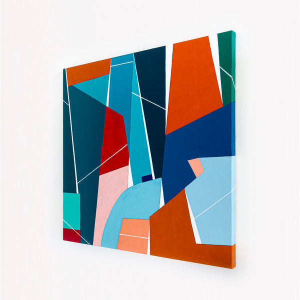 Original Abstract Colorful Painting, Geometric Modern Contemporary Canvas Wall Art | OU (40"x40")