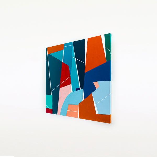 Original Abstract Colorful Painting, Geometric Modern Contemporary Canvas Wall Art | OU (40"x40")