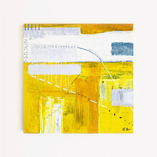 Bright Dance of Lemon and Gray Tones in Modern Abstract Original Painting, Canvas Wall Art | Oblivion (36"x36")