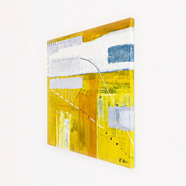 Bright Dance of Lemon and Gray Tones in Modern Abstract Original Painting, Canvas Wall Art | Oblivion (36"x36")