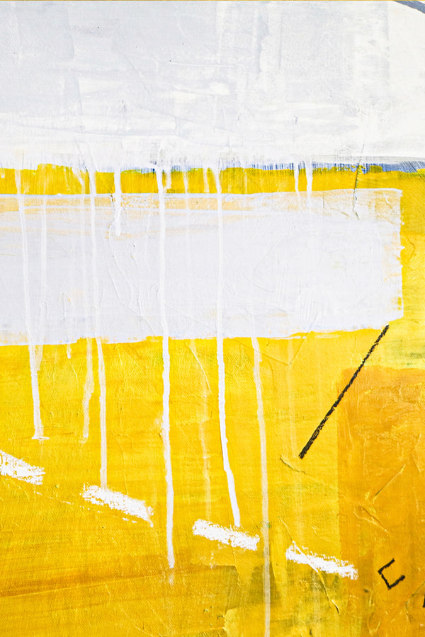 Bright Dance of Lemon and Gray Tones in Modern Abstract Original Painting, Canvas Wall Art | Oblivion (36"x36")