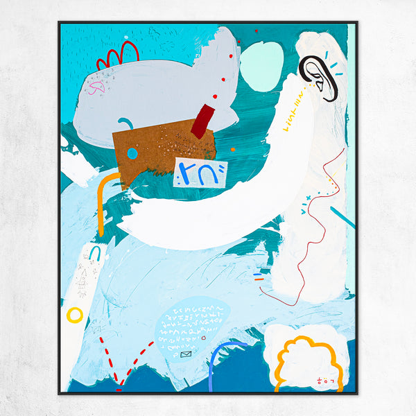 Vivid, Light-Infused Abstract Original Painting, Modern Canvas Wall in Aqua and Turquoise | Ocean catastrophe (40"x50")