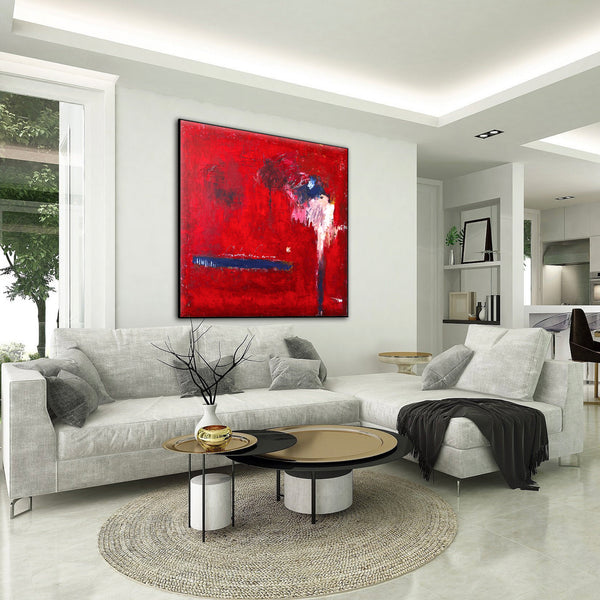 Fiery Red Modern Abstract Original Painting in Acrylic, Expressionist Large Canvas Wall Art | Of the passion