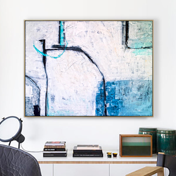 Minimalist Original Abstract Acrylic Painting, Expressionist Contemporary Modern Large Canvas Wall Art | Old modern