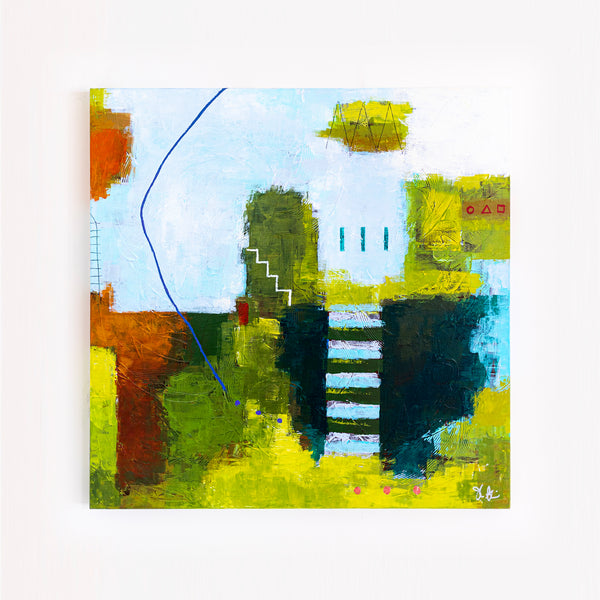Contemporary Original Abstract Green Painting Peaceful Modern Canvas Wall Art | Olive (30"x30")