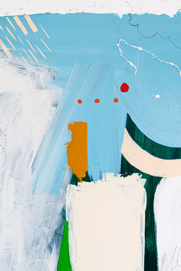 Bright Hues in Modern Expressionism Abstract Original Painting, Canvas Wall Art in Contemporary Style | Orange dot outside (40"x50")