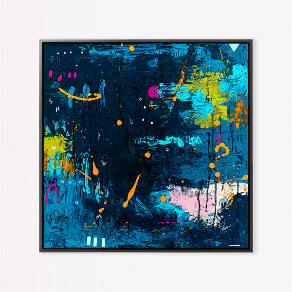 Abstract Painting – Original Acrylic & Oil Painting on Canvas, Mixed Media Wall Art, Modern Painting  – Oratio Caeruka (20"x20" | 50x50cm)