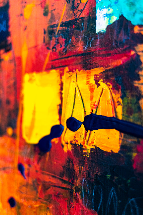 Abstract Painting - Red Original Wall Art – Large Oil & Acrylic on Canvas – Mixed Media Modern Wall Art – Oratio Rubra (24"x24" | 60x60cm)