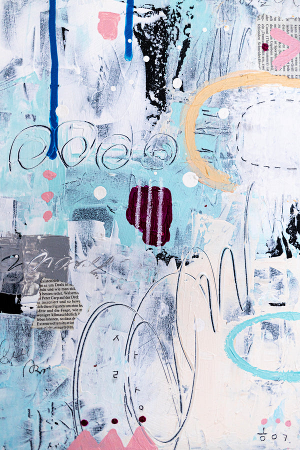 Abstract Painting - Original Wall Art – Large Oil & Acrylic on Canvas – Mixed Media Modern Wall Art – Oratio Tacita  (24"x24" | 60x60cm)