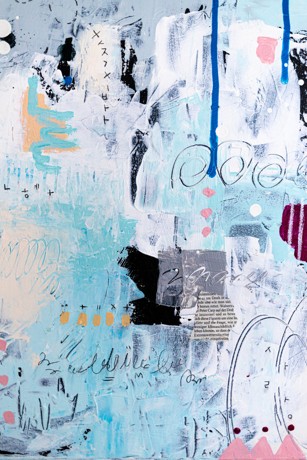 Abstract Painting - Original Wall Art – Large Oil & Acrylic on Canvas – Mixed Media Modern Wall Art – Oratio Tacita  (24"x24" | 60x60cm)