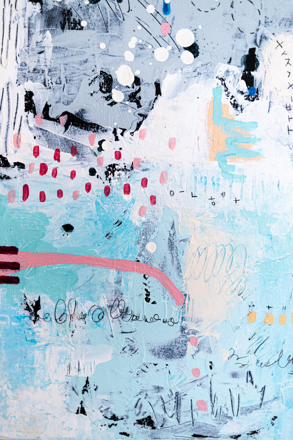 Abstract Painting - Original Wall Art – Large Oil & Acrylic on Canvas – Mixed Media Modern Wall Art – Oratio Tacita  (24"x24" | 60x60cm)