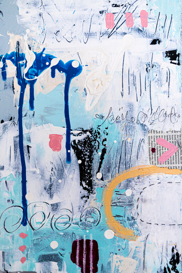 Abstract Painting - Original Wall Art – Large Oil & Acrylic on Canvas – Mixed Media Modern Wall Art – Oratio Tacita  (24"x24" | 60x60cm)