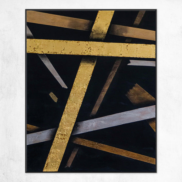 Exciting Fusion of Modern Abstract Painting, Canvas Wall Art of Expressionism in Acrylic and Gold Leaf | Outro II