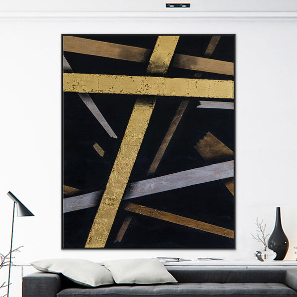 Exciting Fusion of Modern Abstract Painting, Canvas Wall Art of Expressionism in Acrylic and Gold Leaf | Outro II