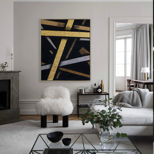 Exciting Fusion of Modern Abstract Painting, Canvas Wall Art of Expressionism in Acrylic and Gold Leaf | Outro II