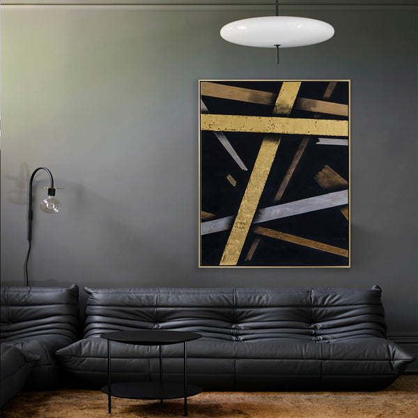 Exciting Fusion of Modern Abstract Painting, Canvas Wall Art of Expressionism in Acrylic and Gold Leaf | Outro II