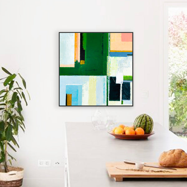 Geometric Abstract Painting, Evoking Local Scenery and Atmosphere, Perfect for Living Room and Dining Room | Palos Verdes (36"x36")