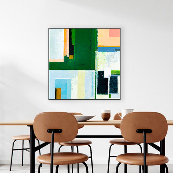 Geometric Abstract Painting, Evoking Local Scenery and Atmosphere, Perfect for Living Room and Dining Room | Palos Verdes (36"x36")