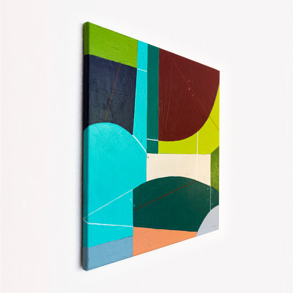 Vibrant Teal Bold Abstract Wall Art — Modern Original Oil Painting, Textured Canvas — "Panum Coloris" (20"x20" | 51x51cm)