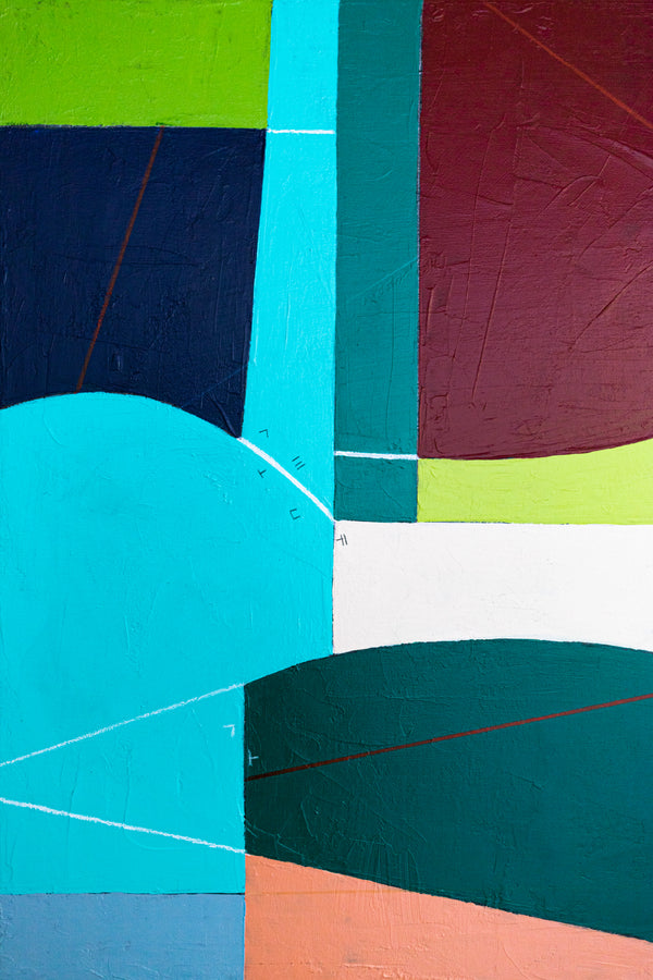 Vibrant Teal Bold Abstract Wall Art — Modern Original Oil Painting, Textured Canvas — "Panum Coloris" (20"x20" | 51x51cm)