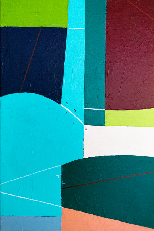 Vibrant Teal Bold Abstract Wall Art — Modern Original Oil Painting, Textured Canvas — "Panum Coloris" (20"x20" | 51x51cm)