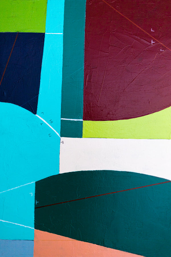Vibrant Teal Bold Abstract Wall Art — Modern Original Oil Painting, Textured Canvas — "Panum Coloris" (20"x20" | 51x51cm)