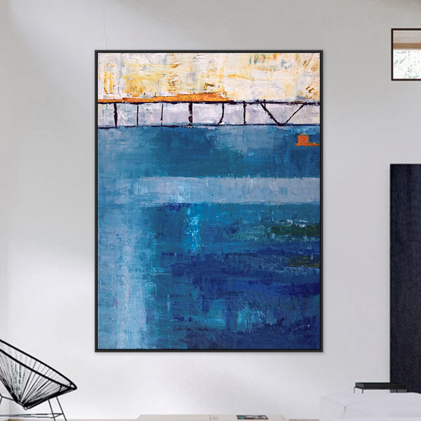 Modern Blue Abstract Original Acrylic Painting, Large Contemporary Canvas Wall Art the Ebb & Flow of Life | Passage