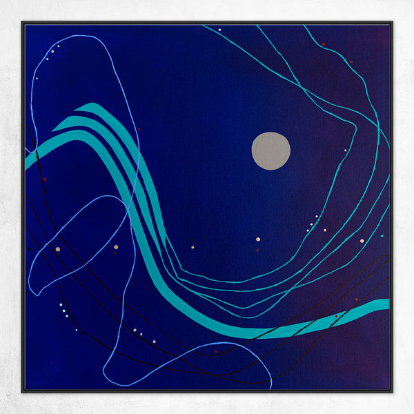 Abstract Minimalist Oil Painting Emanating Night's Serene Beauty Wall Art | Pearls of the night (38"x38")