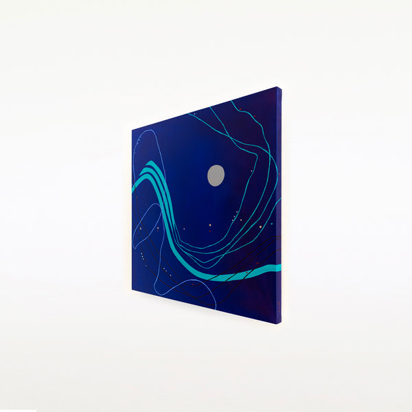 Abstract Minimalist Oil Painting Emanating Night's Serene Beauty Wall Art | Pearls of the night (38"x38")