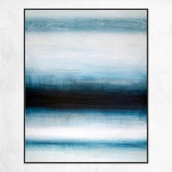 Original Acrylic Minimalist Modern Abstract Blue Painting, Canvas Wall Art with Depths of the Human | Perception