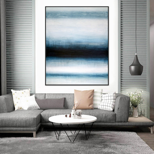 Original Acrylic Minimalist Modern Abstract Blue Painting, Canvas Wall Art with Depths of the Human | Perception