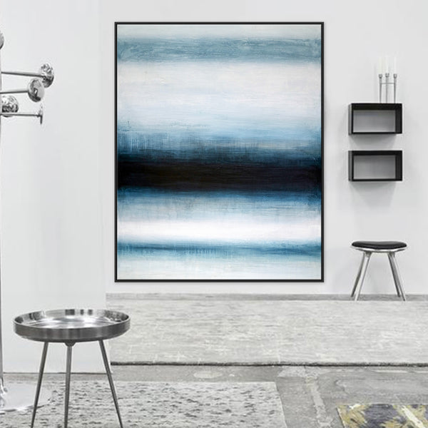 Original Acrylic Minimalist Modern Abstract Blue Painting, Canvas Wall Art with Depths of the Human | Perception