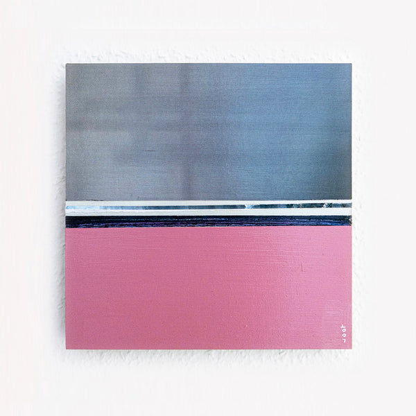 Abstract Painting – Original Wall Art – Acrylic, Oil & Mixed Media on Wood – Modern Pink Textured Painting – "Pinkray" – 10"x10" (25x25cm)