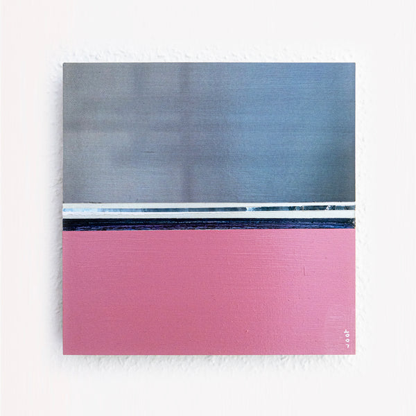 Abstract Painting – Original Wall Art – Acrylic, Oil & Mixed Media on Wood – Modern Pink Textured Painting – "Pinkray" – 10"x10" (25x25cm)