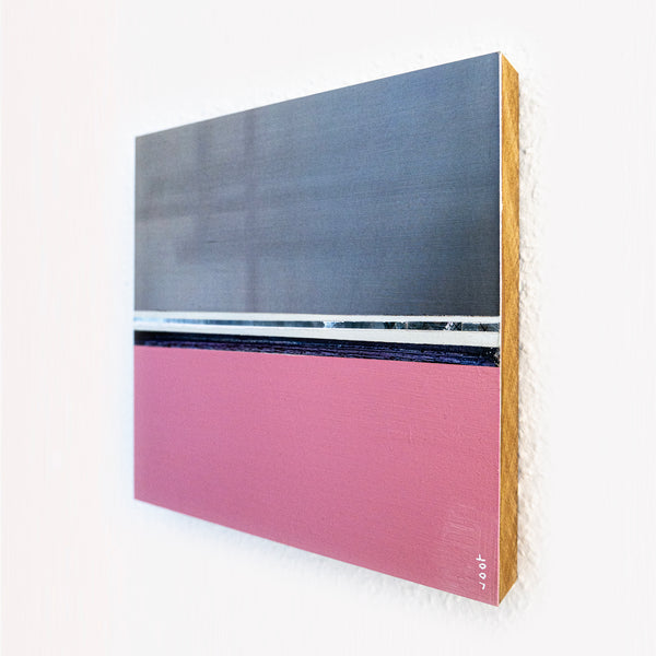Abstract Painting – Original Wall Art – Acrylic, Oil & Mixed Media on Wood – Modern Pink Textured Painting – "Pinkray" – 10"x10" (25x25cm)