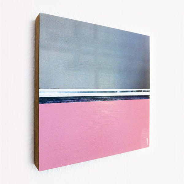Abstract Painting – Original Wall Art – Acrylic, Oil & Mixed Media on Wood – Modern Pink Textured Painting – "Pinkray" – 10"x10" (25x25cm)