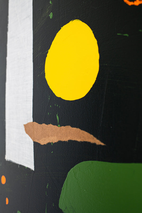 Original Abstract Mixed Media painting of Verse in Colors, Modern Canvas Wall Art | Poem started with a yellow dot (24"x24")
