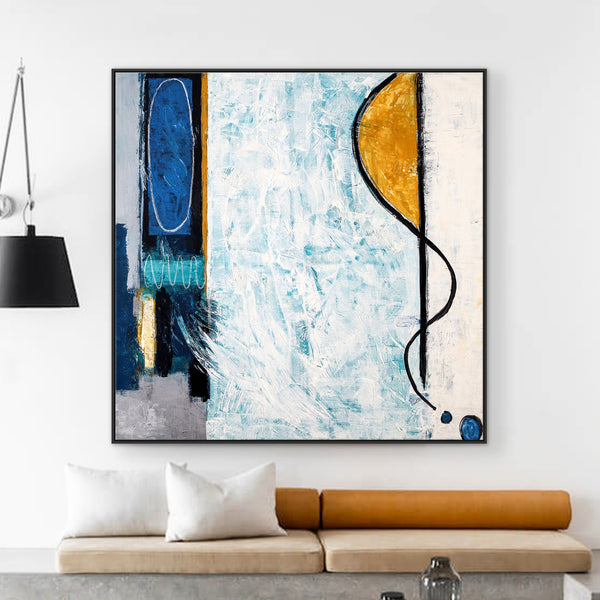 Modern Original Abstract Acrylic Painting, Canvas Wall Art of Refreshing Dive into the Essence of Coolness | Pool