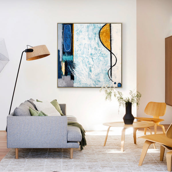 Modern Original Abstract Acrylic Painting, Canvas Wall Art of Refreshing Dive into the Essence of Coolness | Pool