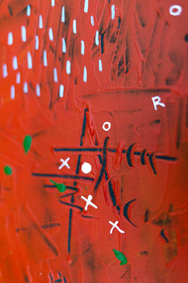 Abstract Painting - Original Wall Art – Oil & Acrylic on Canvas – Red Contemporary Modern Wall Art – Pretiosus Cadmii (20"x20" | 50x50cm)