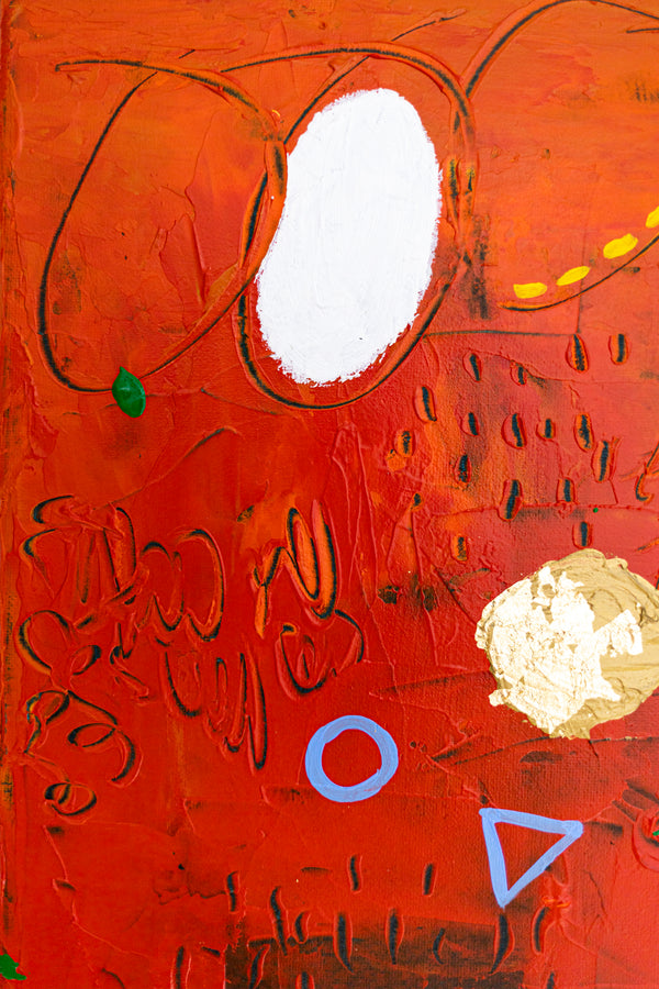 Abstract Painting - Original Wall Art – Oil & Acrylic on Canvas – Red Contemporary Modern Wall Art – Pretiosus Cadmii (20"x20" | 50x50cm)