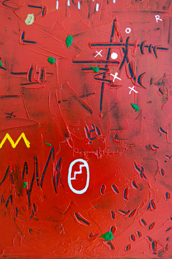 Abstract Painting - Original Wall Art – Oil & Acrylic on Canvas – Red Contemporary Modern Wall Art – Pretiosus Cadmii (20"x20" | 50x50cm)