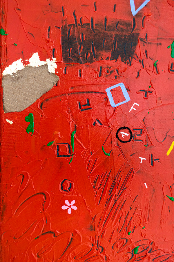 Abstract Painting - Original Wall Art – Oil & Acrylic on Canvas – Red Contemporary Modern Wall Art – Pretiosus Cadmii (20"x20" | 50x50cm)