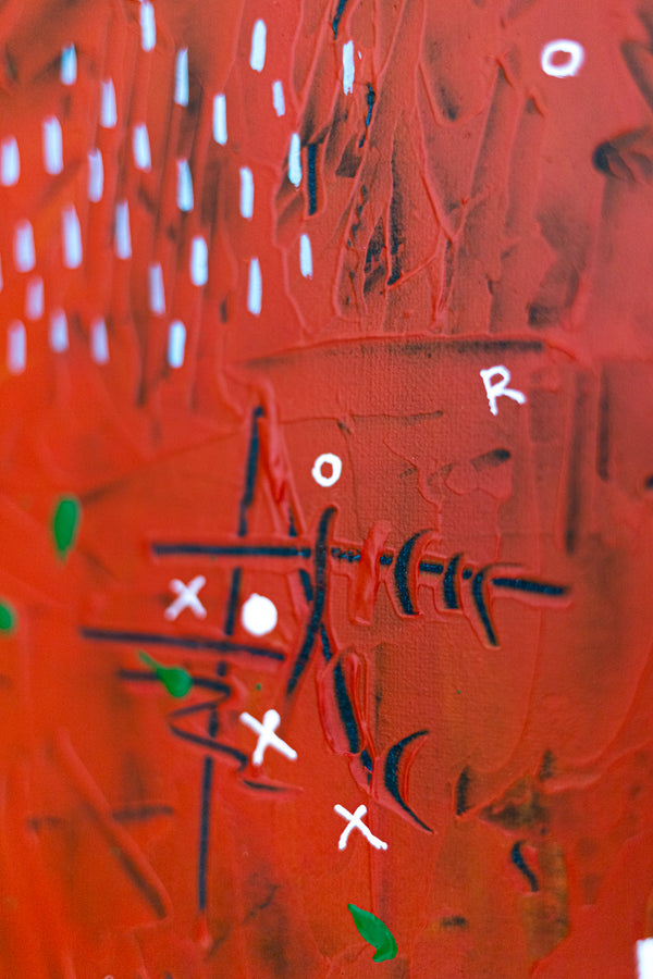 Abstract Painting - Original Wall Art – Oil & Acrylic on Canvas – Red Contemporary Modern Wall Art – Pretiosus Cadmii (20"x20" | 50x50cm)